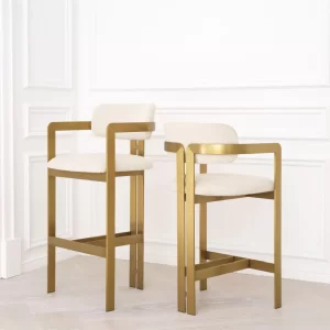 Gold Framed Boucle Bar Stool