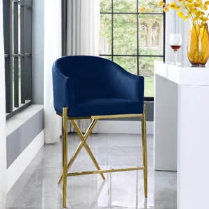 Xavier Velvet Upholstered Counter Height Stool, Saddle