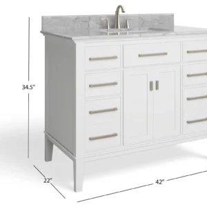 Danny Bathroom Vanity, Single Sink, 42, White, Freestanding