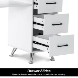 Wide Nail Desk with Drawers and Soft Wrist Rest