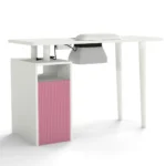 Fluted+Manicure+Table+With+Dust+Collection,+Fashion+Nail+Station+With+Storage+Cabinet