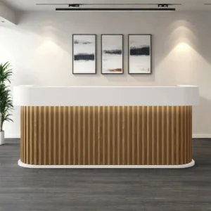 Reception Desks with Lockable Drawers, LED Lighting and Spacious Storage
