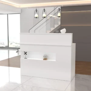 Rectangle Solid + Manufactured Wood Reception Desk with Filing Cabinet